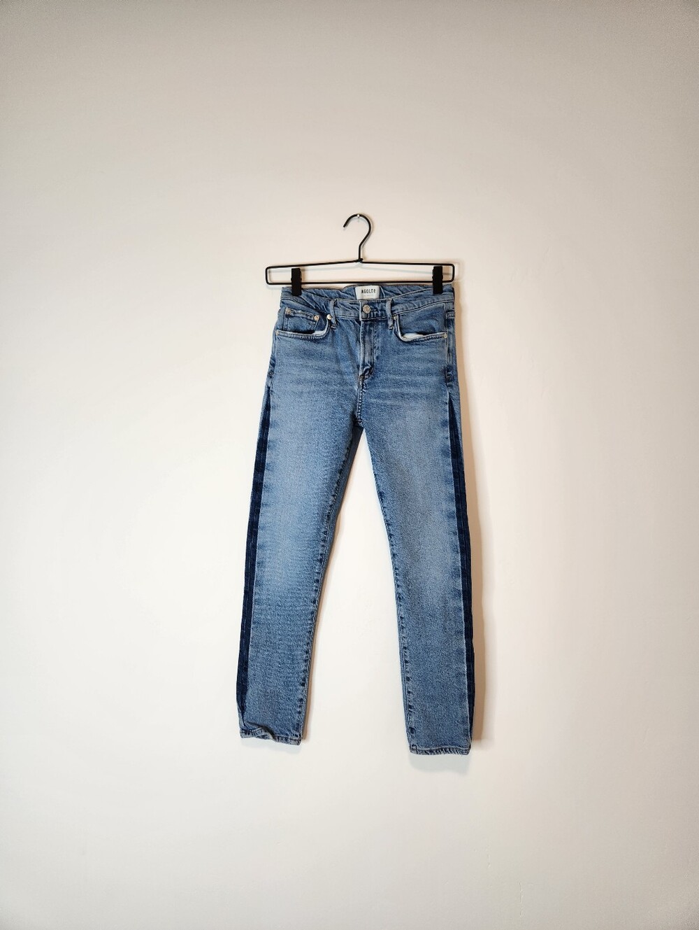 AGOLDE Swerve Toni Mid Rise Jeans Women Size 25 Straight Side Stripe - Picture 2 of 10